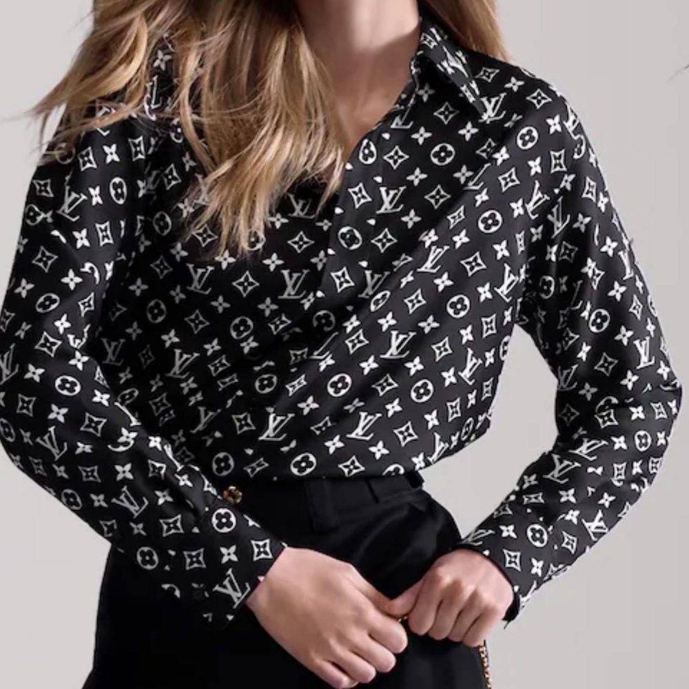 Louis Vuitton Monogram Black and White Button Down Shirt